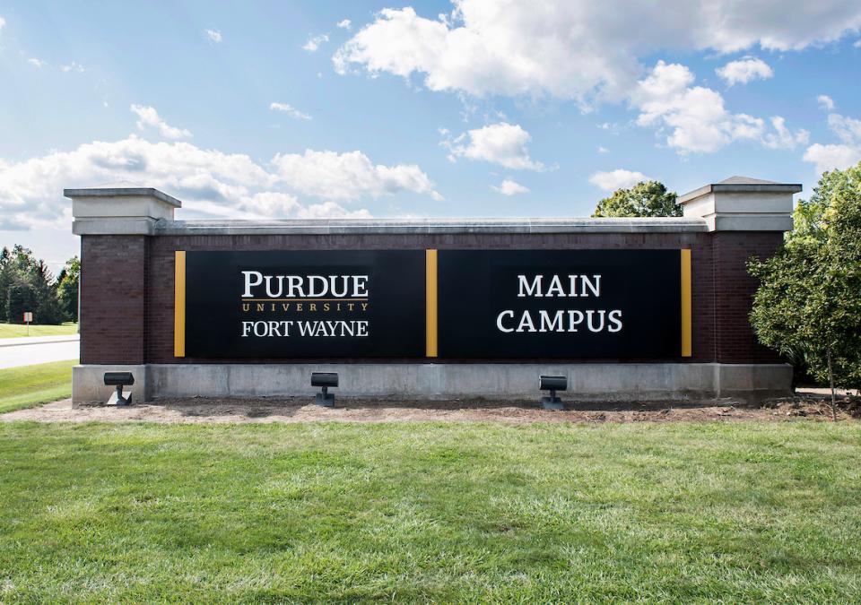 PFW sign main on campus