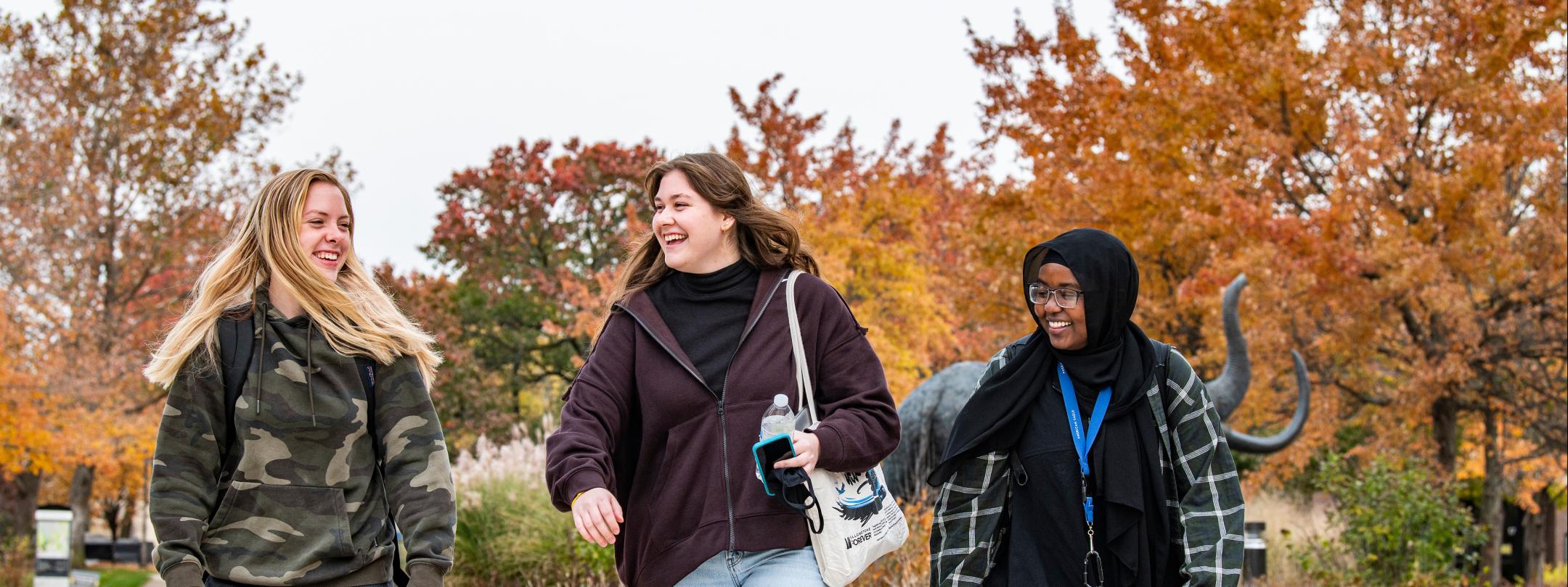 Students walking outside.