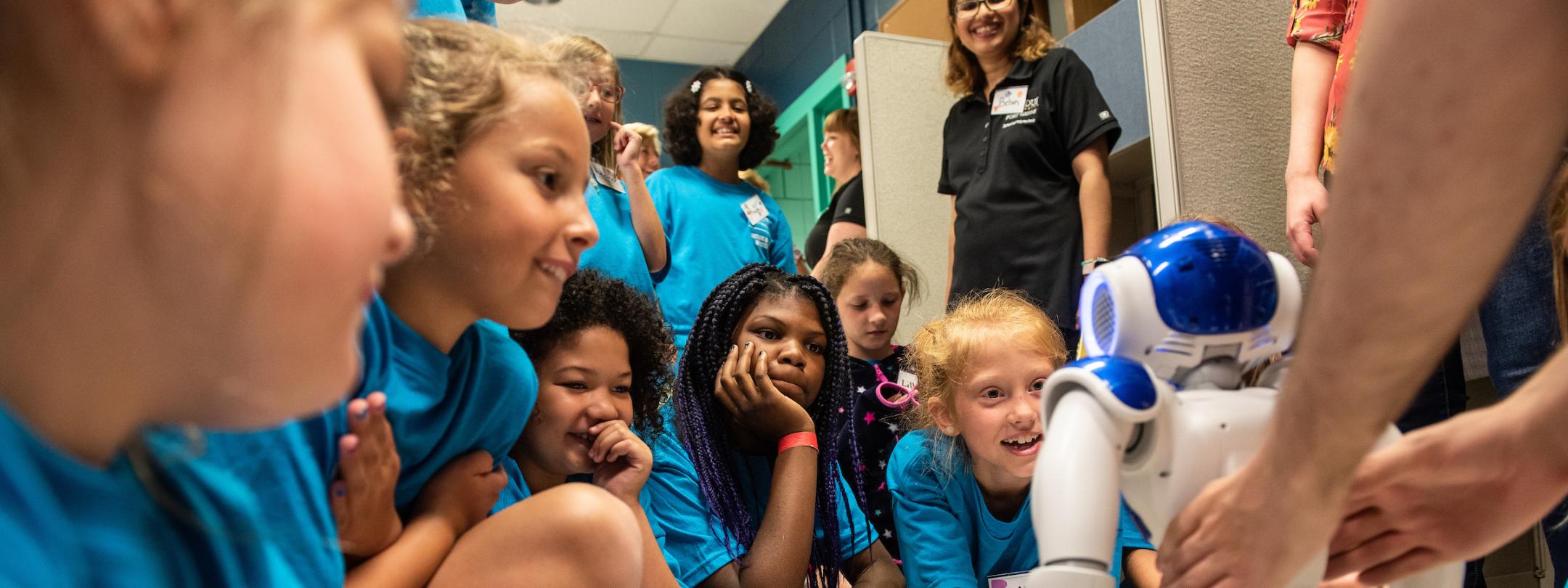 Girl Scouts at a summer exploration camp with ETCS.