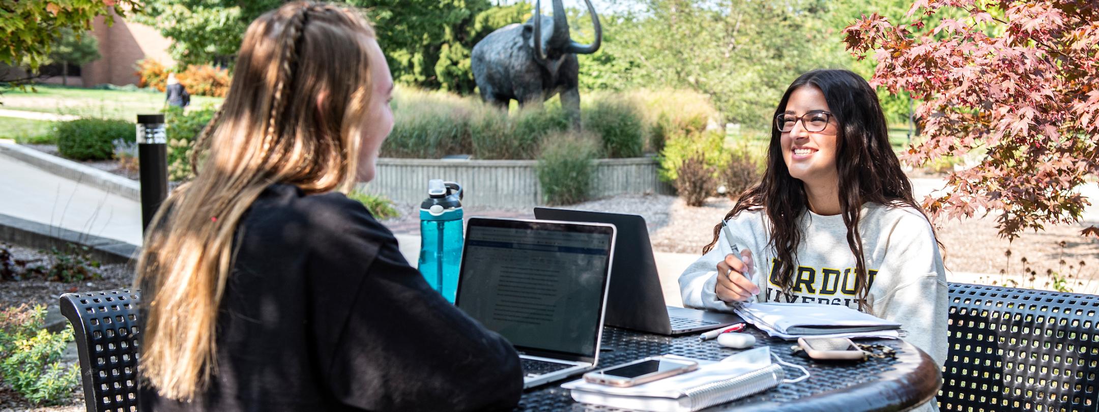 Students sitting outdoors