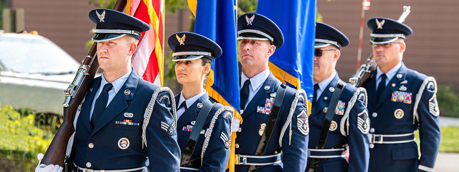 Color guard at the 2022 Military Appreciation Day at Purdue Fort Wayne