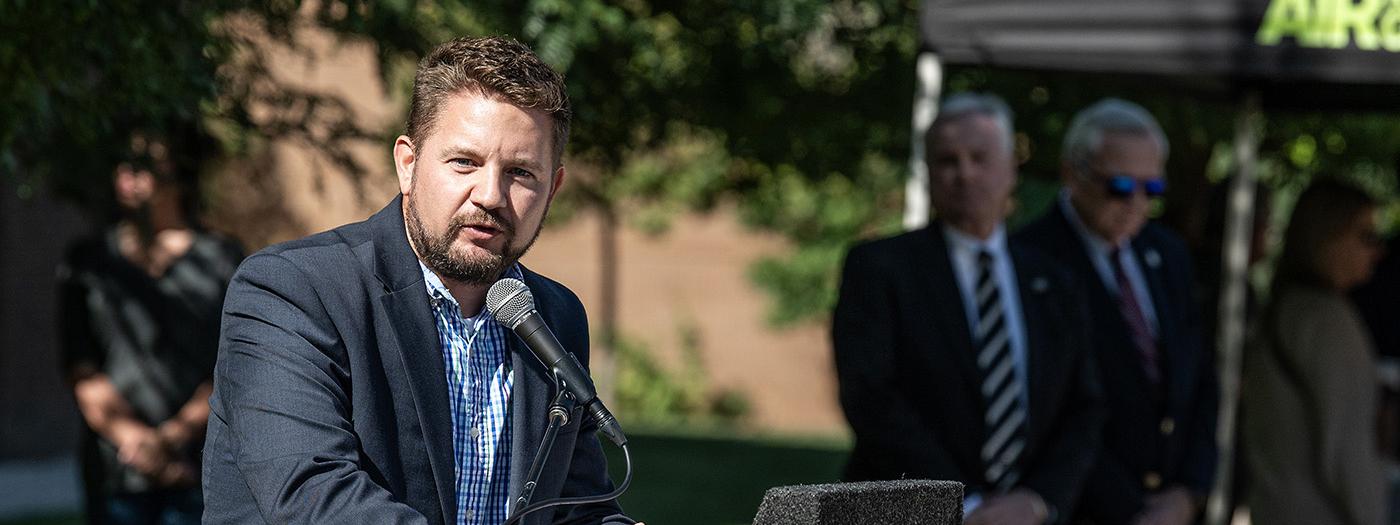 Michael Kirchner speaks at Military Appreciation Day at Purdue Fort Wayne