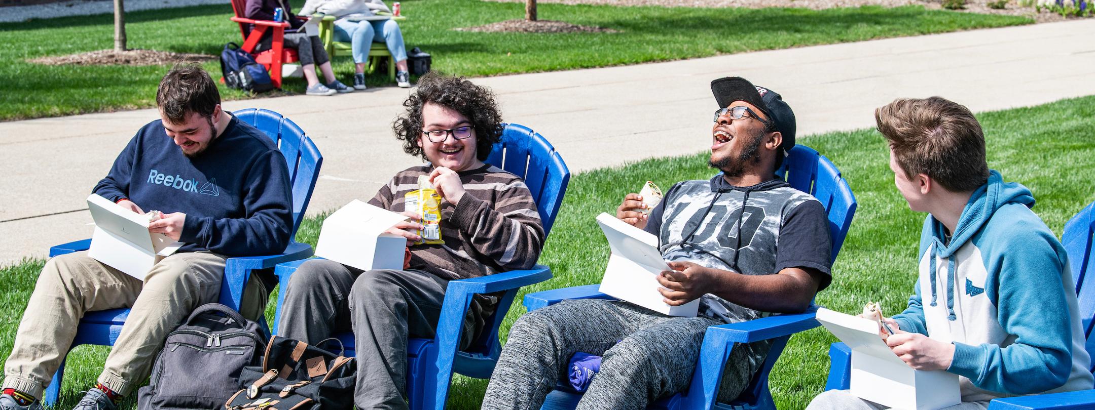 Students sitting outdoors