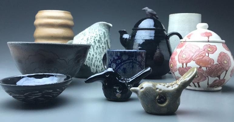 assorted pottery