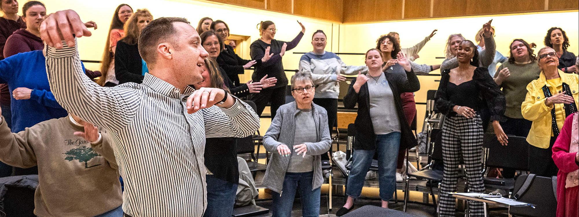 PFW Choral Union members are rehearsing