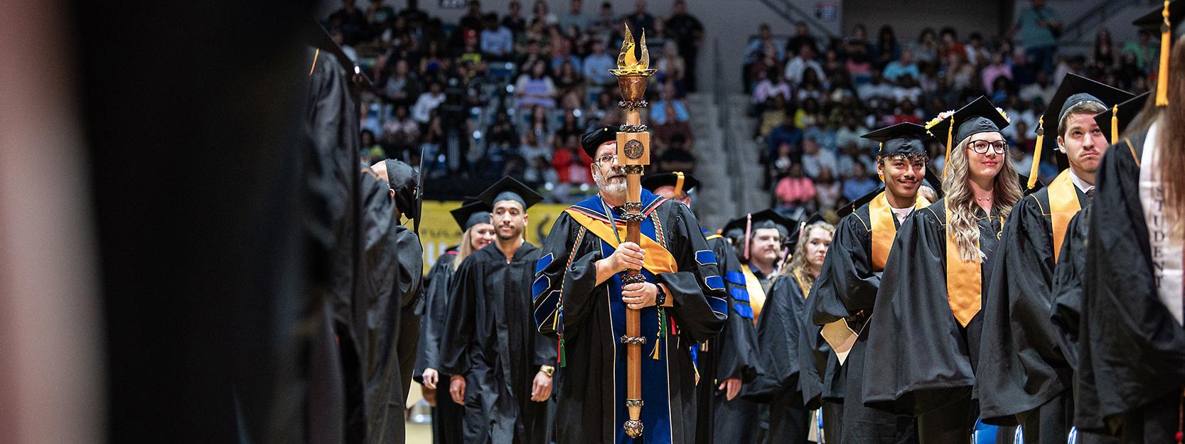 Carrying in the ceremonial mace at commencement