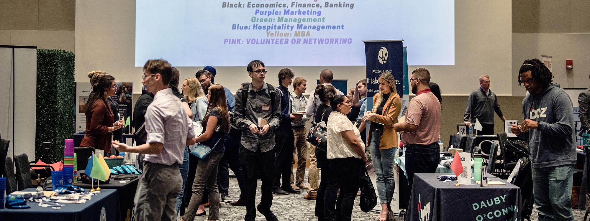 Students at Doermer Career Night in the International Ballroom.