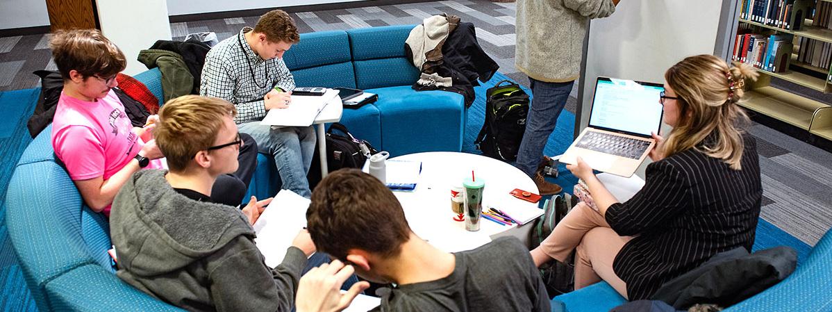 A group study session in Helmke Library