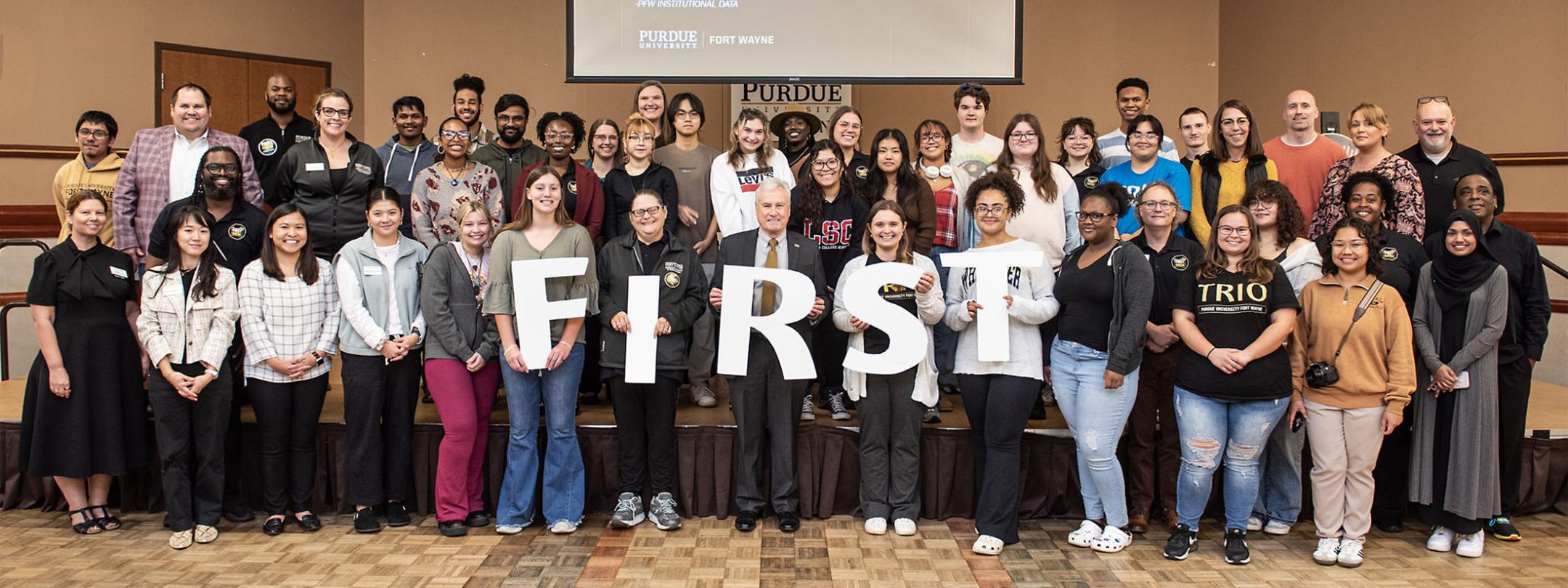 A group of first-generation students and staff