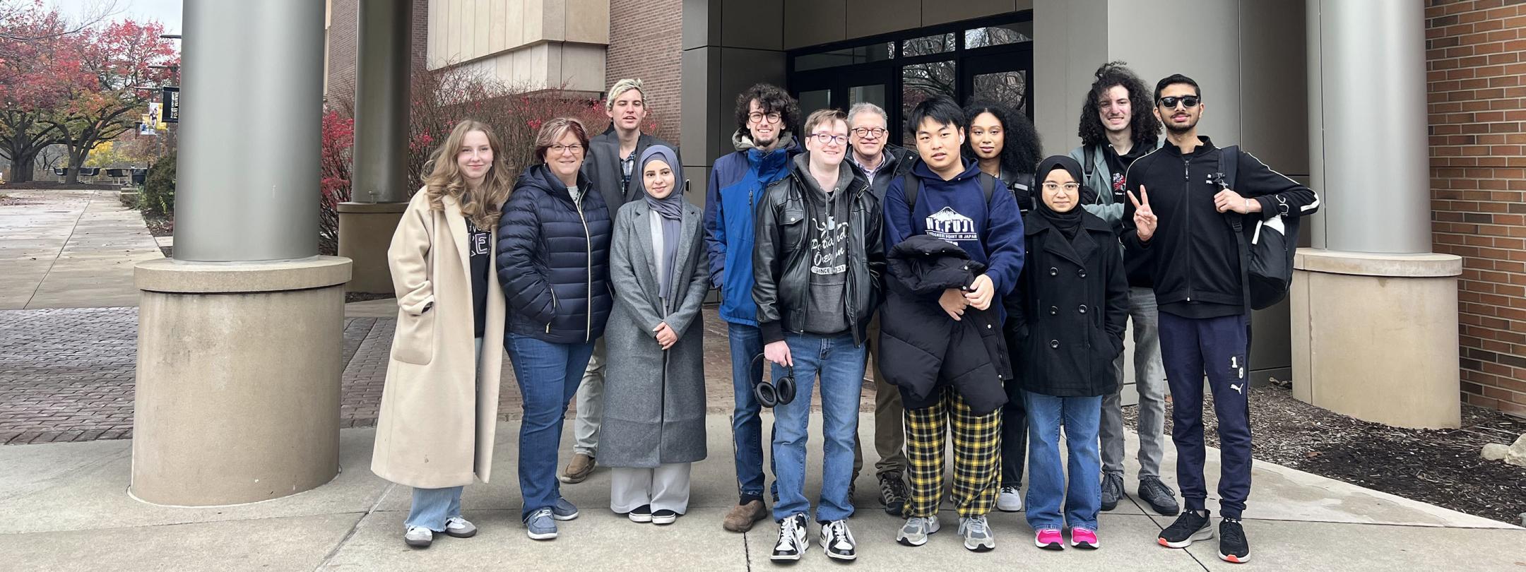 A group of students outside of Walb Student Union