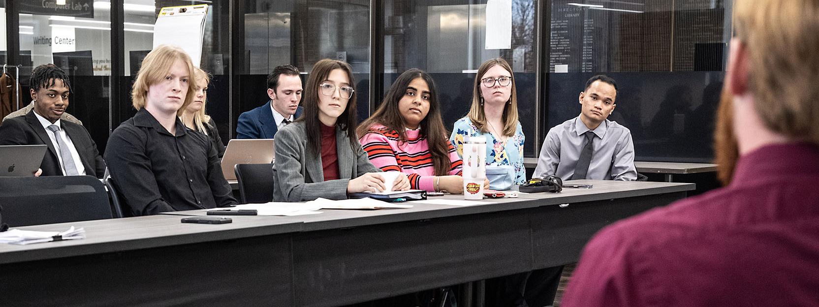 Students are participating in a mock trial