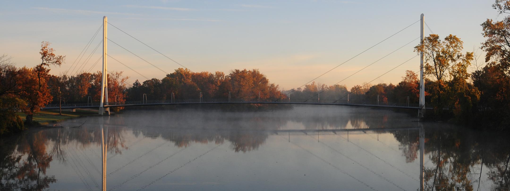 Ron Venderly Family Pedestrian bridge at sunrise.