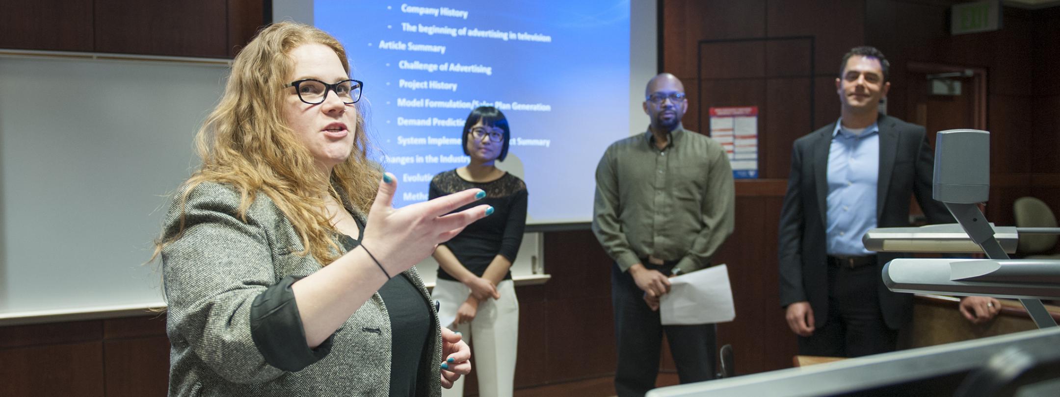 A student gives a presentation