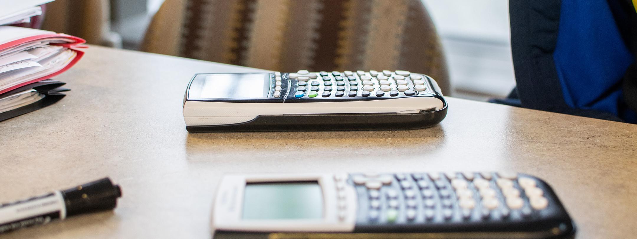 Calculators on a table