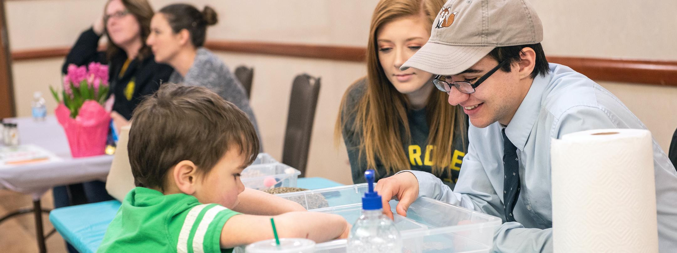 A student activity at an education event in the ballroom