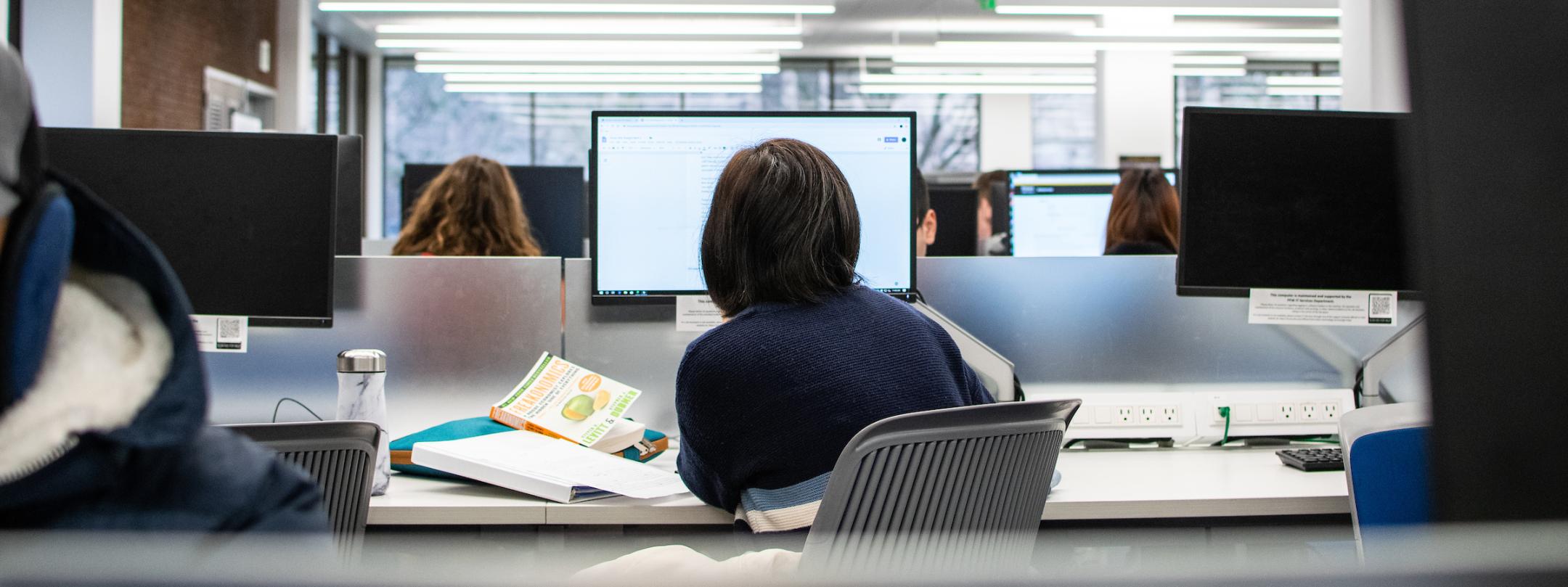 Students in computer lab in the library