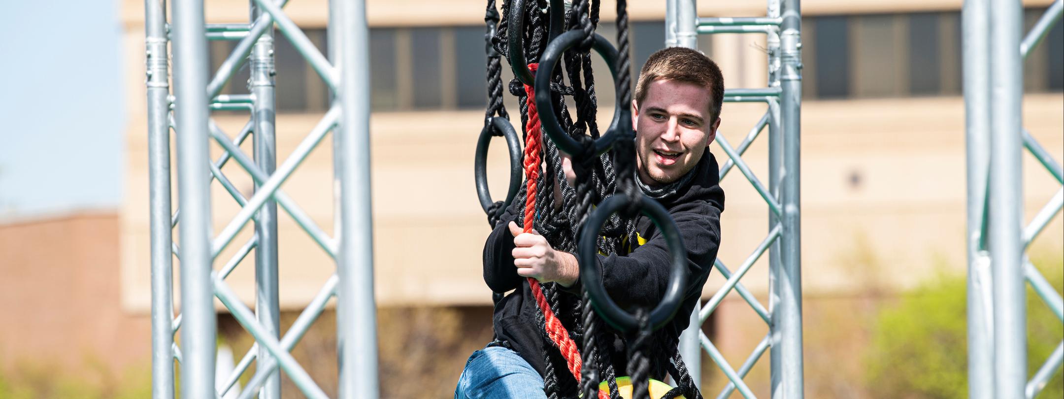 Student doing an agility course.