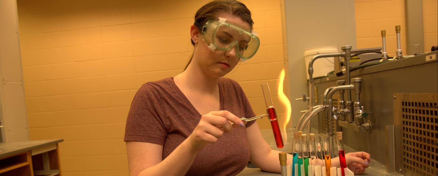 Student doing experiment