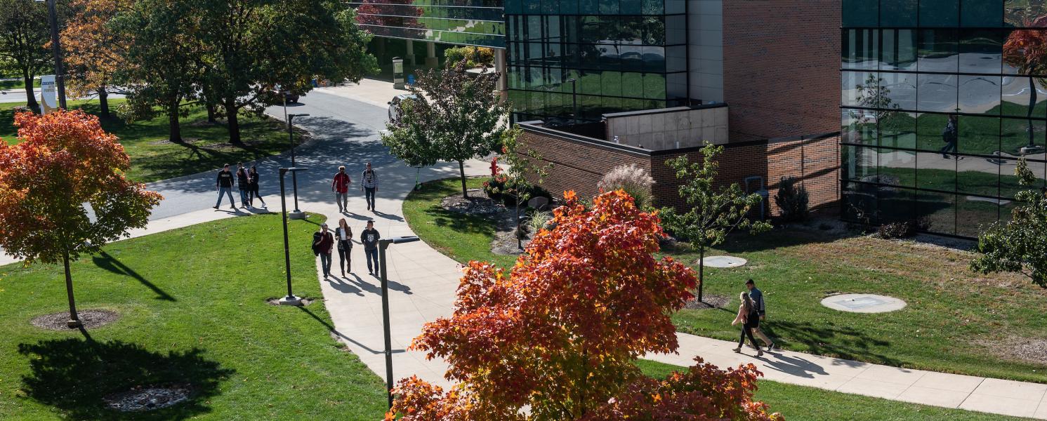 Students walking on campus