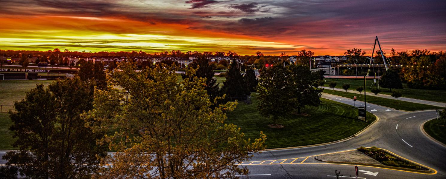 Morning sunrise on the campus.