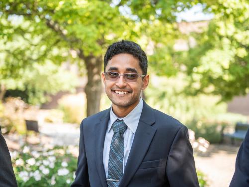 Student wearing a suit