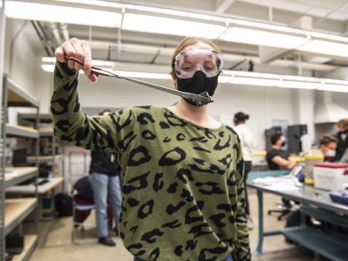 Student working in the CME lab.