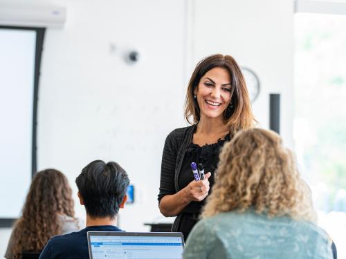 Farah Combs is teaching in a classroom