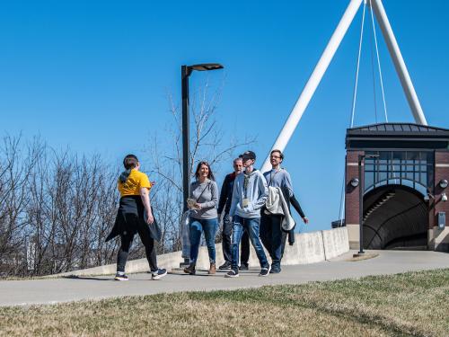 Prospective students take a campus tour.