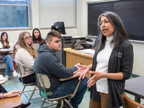 Professor Nunez teaches an education class.