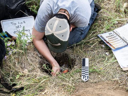 Excavation at the archaeology field school.