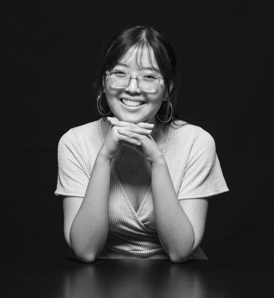 Female business student portrait in the studio