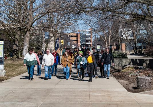 Prospective students and their families on a tour.