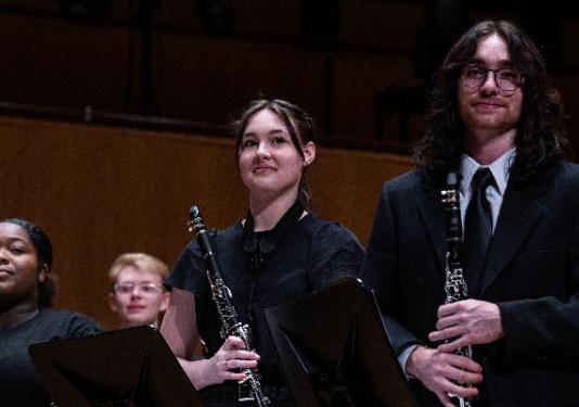 Students playing clarinet