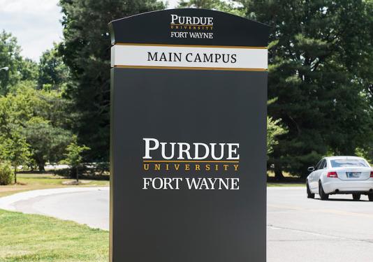 PFW campus signage, monolith