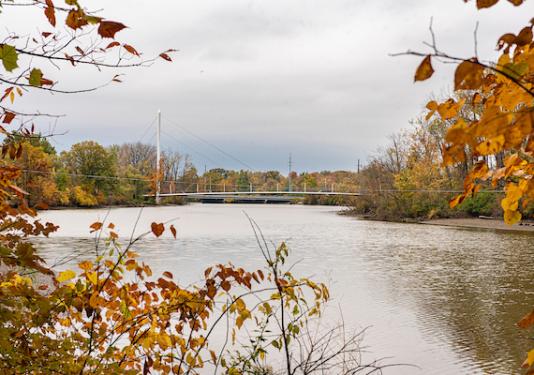 St. Joseph River runs through PFW campus.