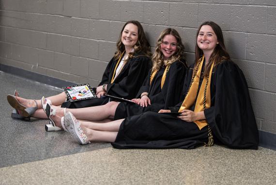 Waiting in the hallway before the ceremony starts.