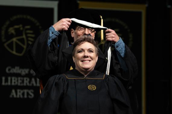 Graduate student receiving hood.