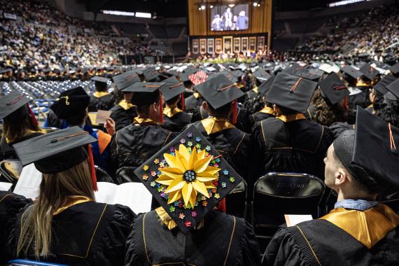 Students seated for commencement.