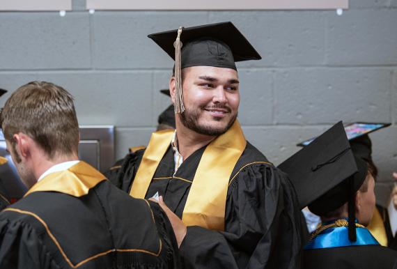 Graduating students waiting for the ceremony to begin.