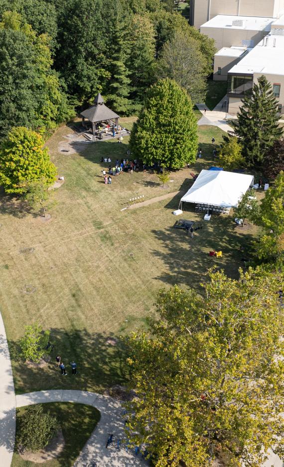 Drone shot of the Surack-Sweetwater Music Industry Building groundbreaking ceremony.