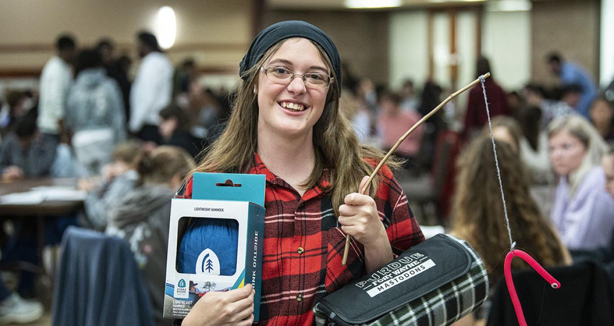 Lilly Stotlar with her Bingo prizes.