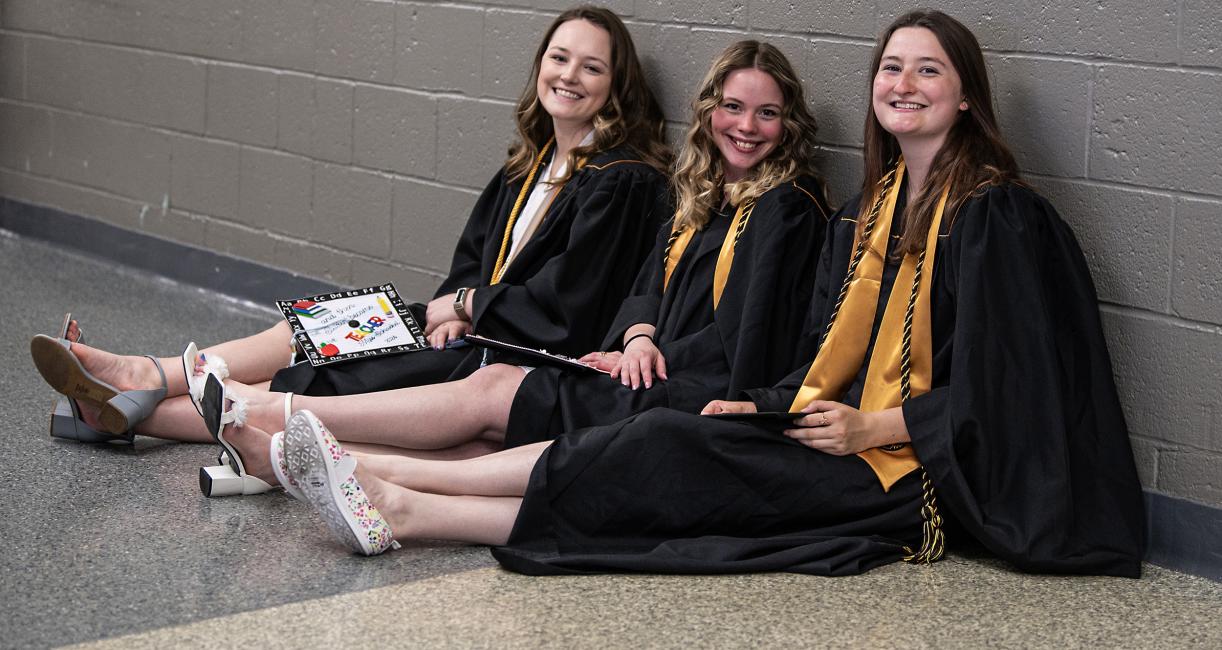 Waiting in the hallway before the ceremony starts.