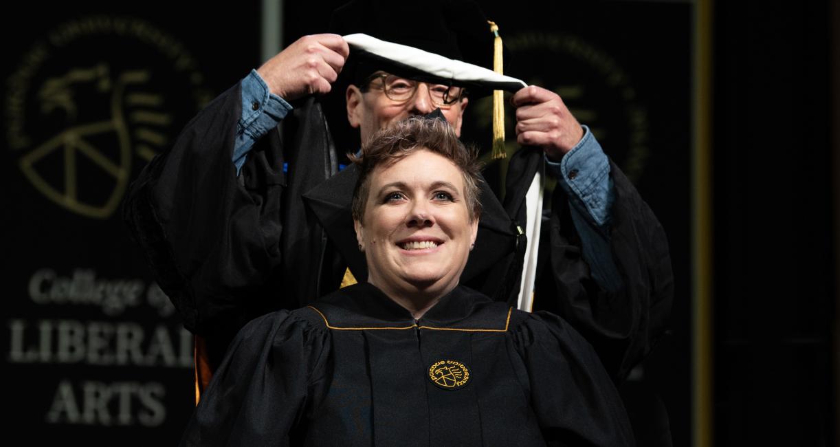 Graduate student receiving hood.