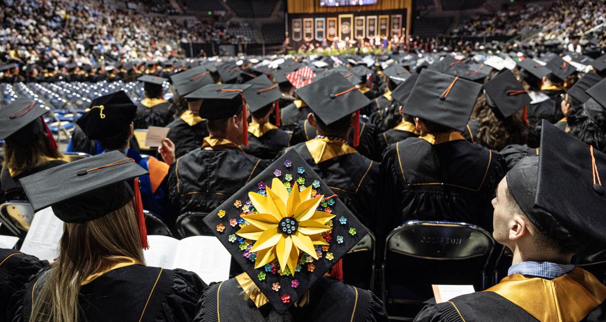 Students seated for commencement.