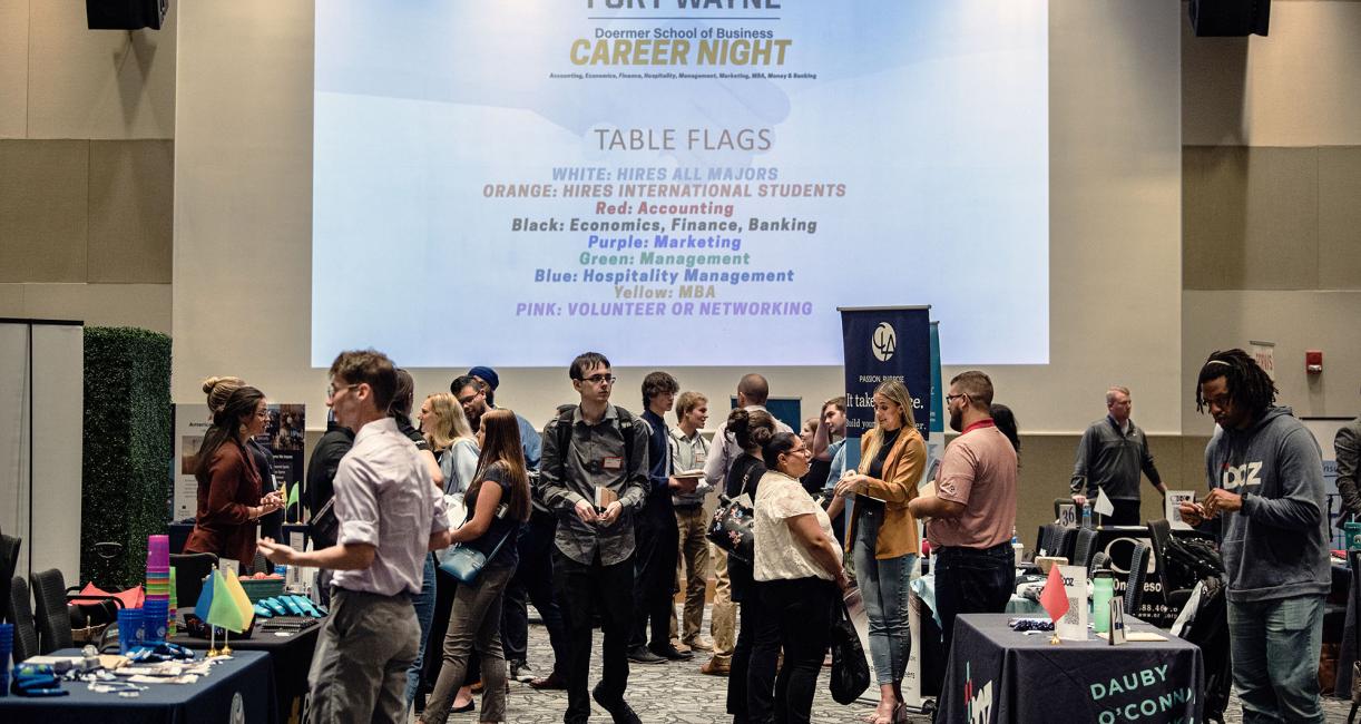 Students at Doermer Career Night in the International Ballroom.