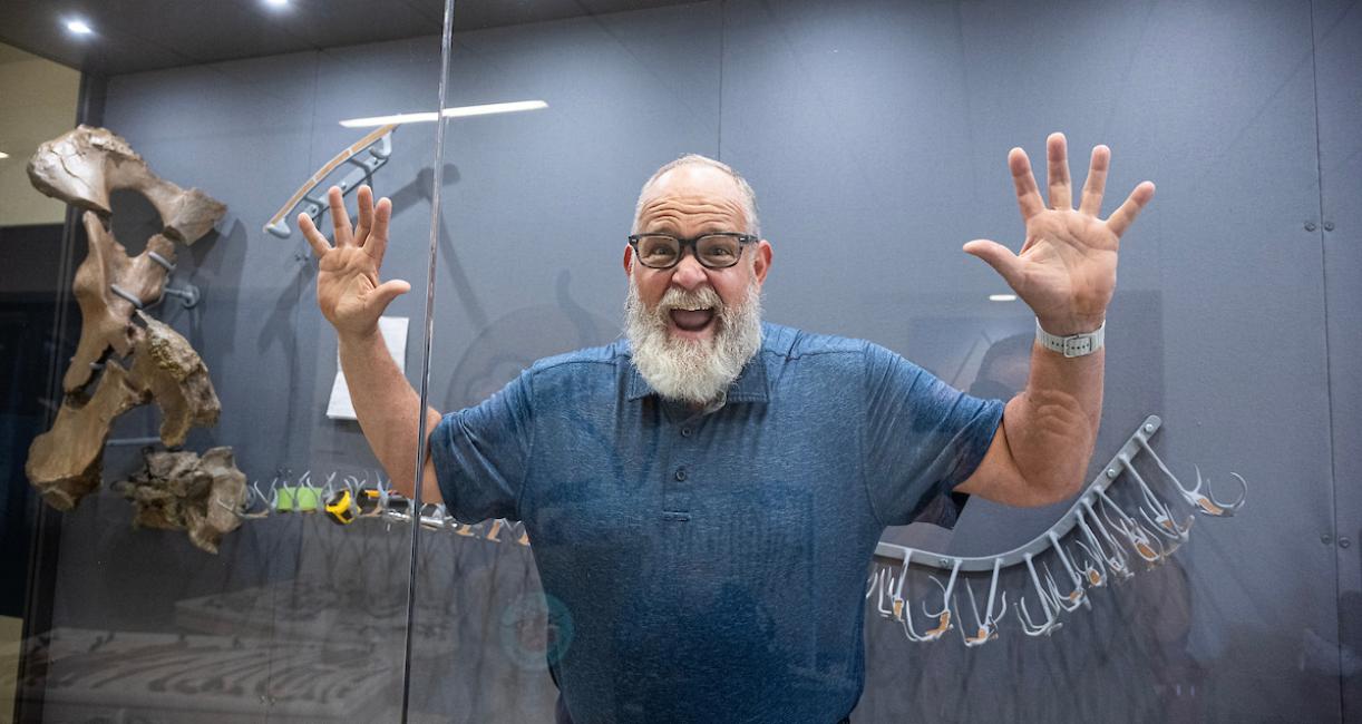 Ben Dattilo, professor of geology, has been the driving force behind getting the new display for the mastodon bones since they were removed from a previous display in 2016.